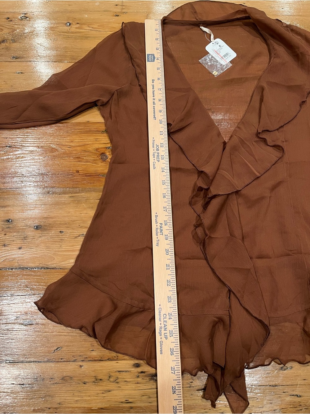 FREE PEOPLE Bali Tulula Chiffon V-Neck Blouse Top in Umber Earth NWT - Picture 8 of 11